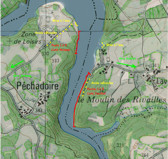 Parcours Pêche carpe de nuit - Lac Champsanglard